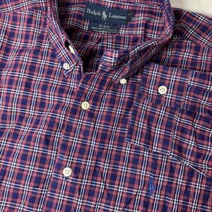 Polo Ralph Lauren Shirt Men's XL Blue Red‎ Plaid Blake Button Down Oxford L/S